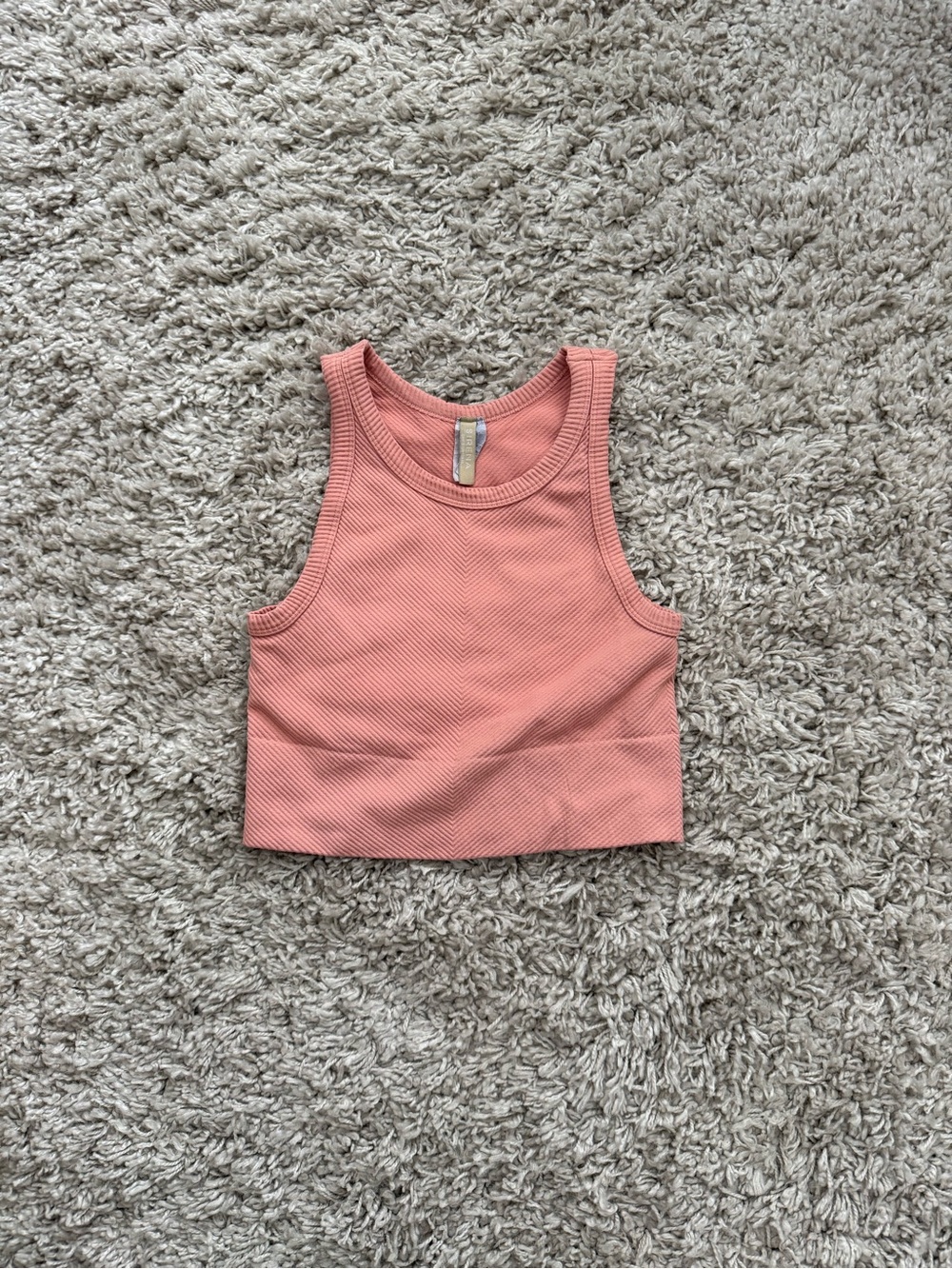 Nikibiki Coral Pink Ribbed Crop Tank